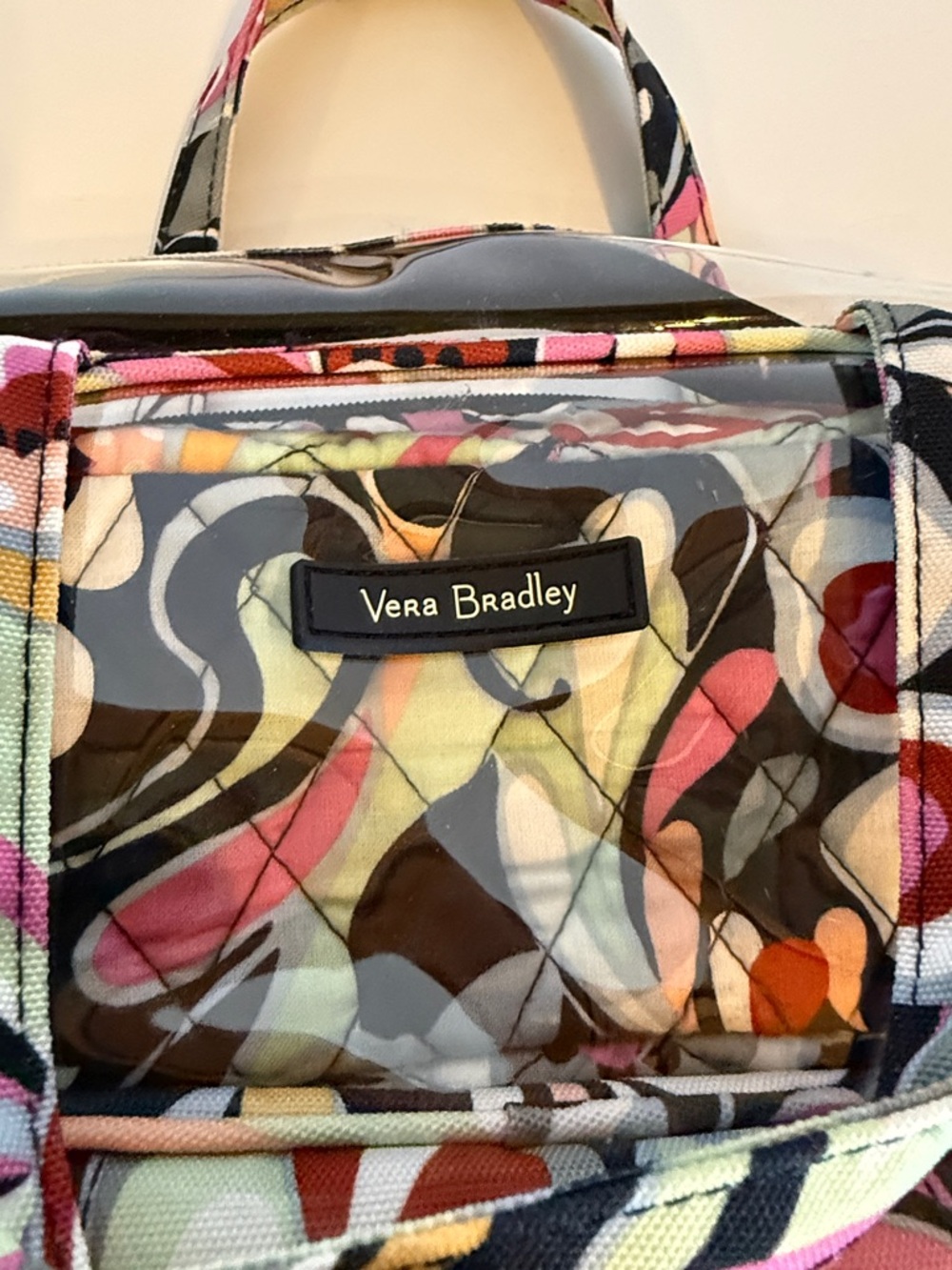 Vera Bradley Clear Travel Bag with Black, Pink, Yellow, Green Floral Print - Picture 2 of 9